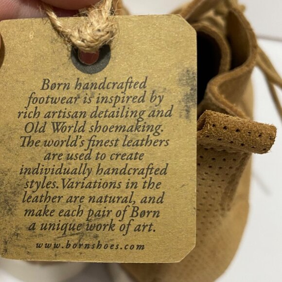 Born Tan Perforated Suede Lace-Up Ankle Boots W/ Size 7.5M Durable Rubber Soul - Picture 4 of 10